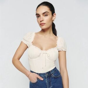 Elegant Cream Puff Sleeve Top